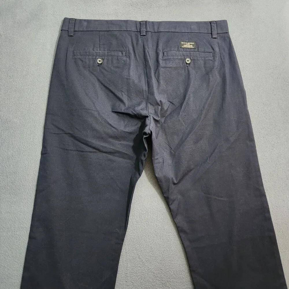 Banana Republic Chino Pants Men 35X34 (37X33) Navy Fulton Skinny Straight Leg